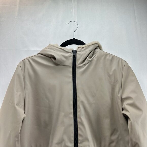 ZARA Jacket Youth Size 13-14 Softshell Sherpa Lined Hoodie Parka Full Zip Beige - Picture 4 of 14